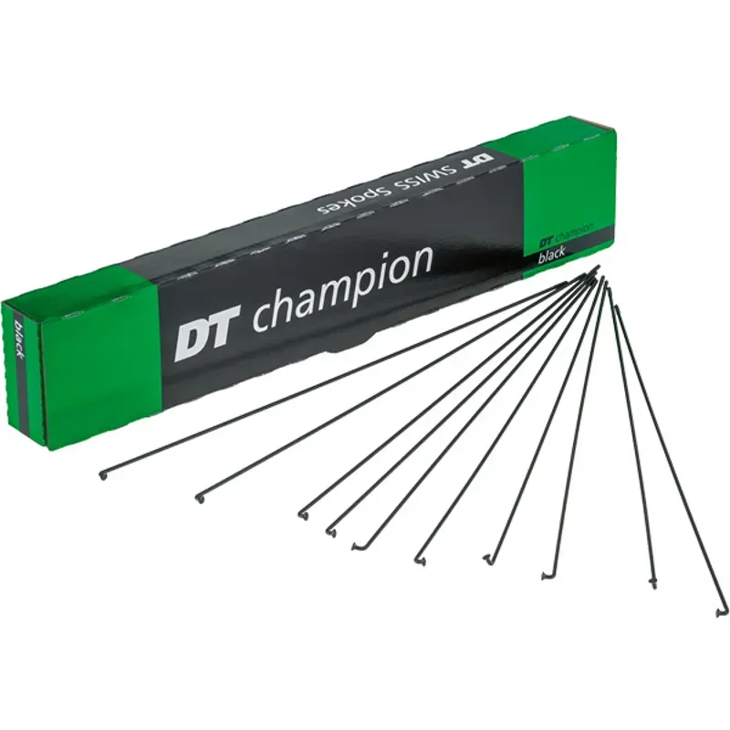 DT Swiss Champion Spoke J-Bend 2.0mm Plain Gauge 314mm Black Sold Singly and cut to size required