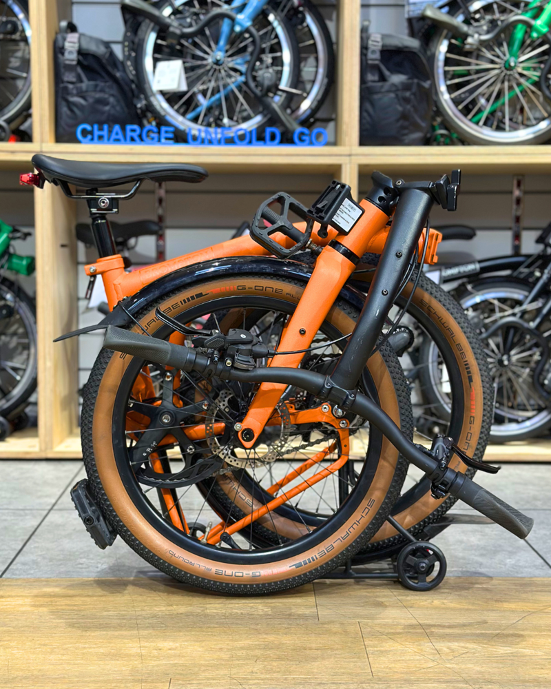 Ex Demo Brompton G line with roller frame in adventure orange Medium-1