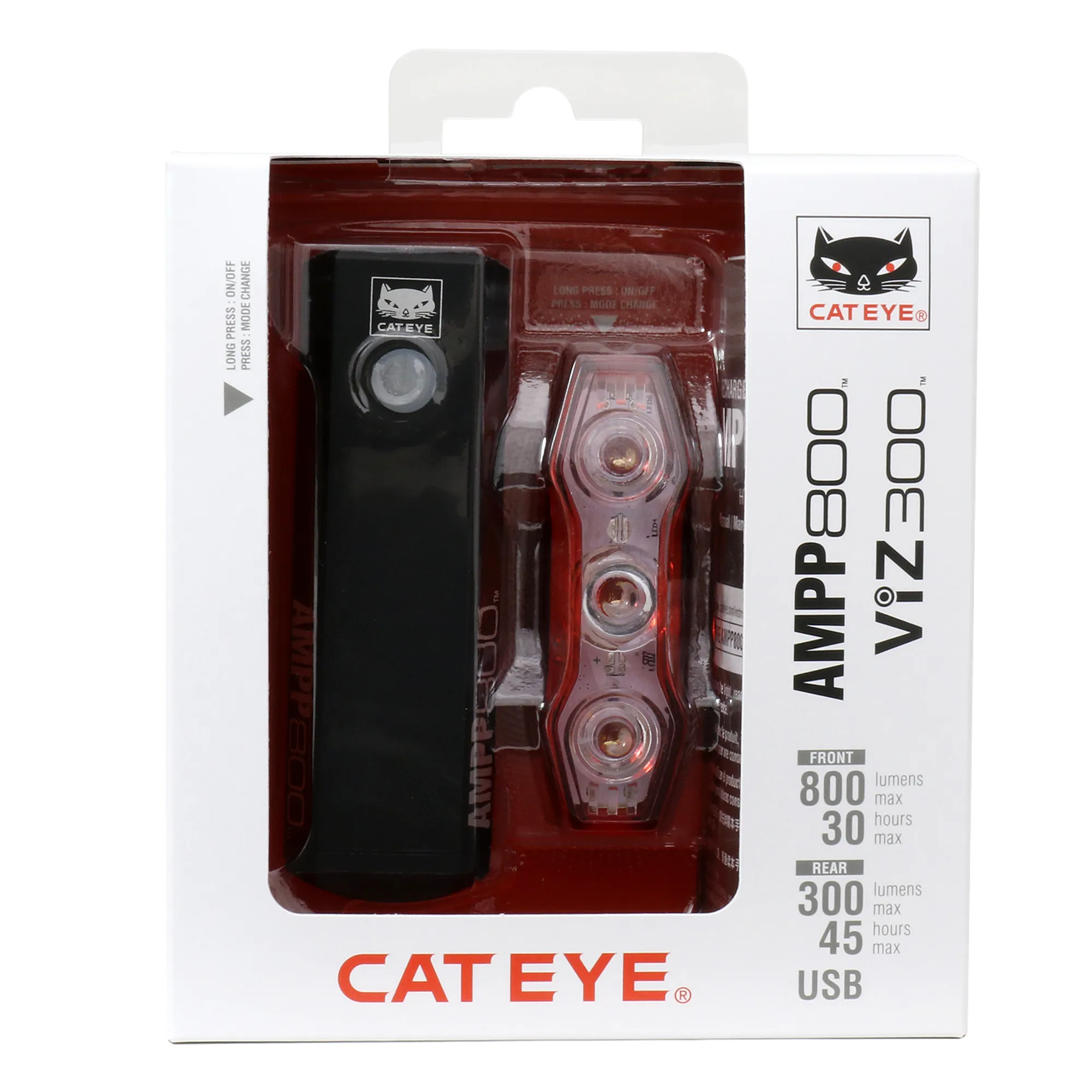 Cateye Ampp 800 Viz 300 Bike Light Set - Main Image
