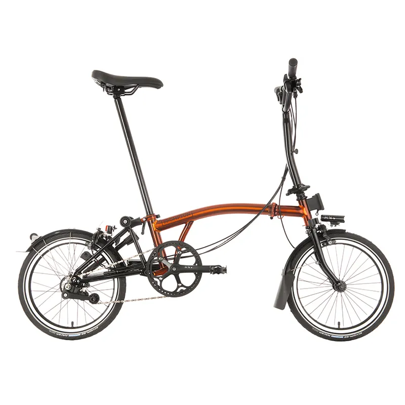 Brompton C Line Black Edition Explore Mid Bar with Rack in Flame Lacquer