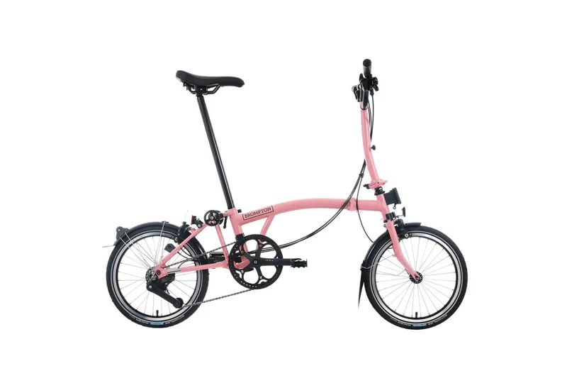 Brompton C Line 12 speed Mid Bar with advance rack in Flamingo Pink