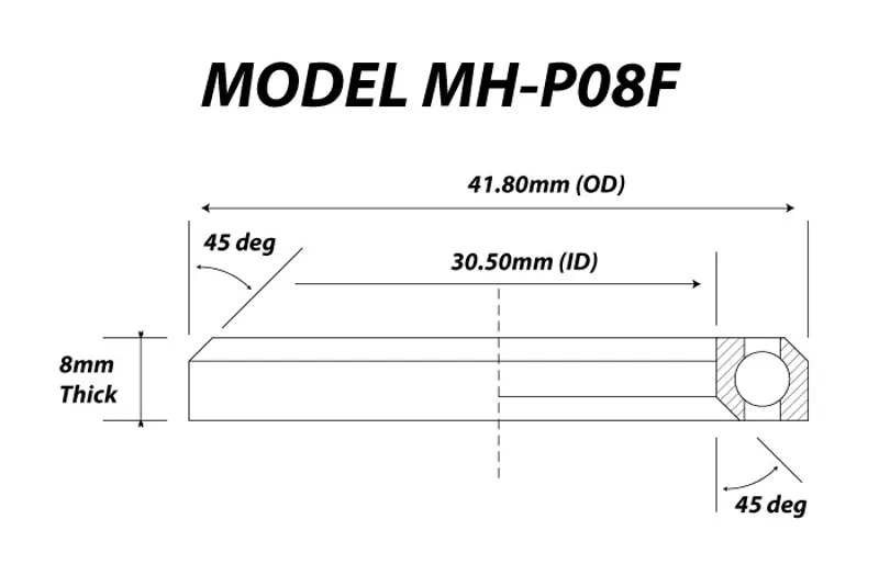 MH-P08F 41.8 x 30.5 x 8mm 45/45 Headset Bearing with Lip-1