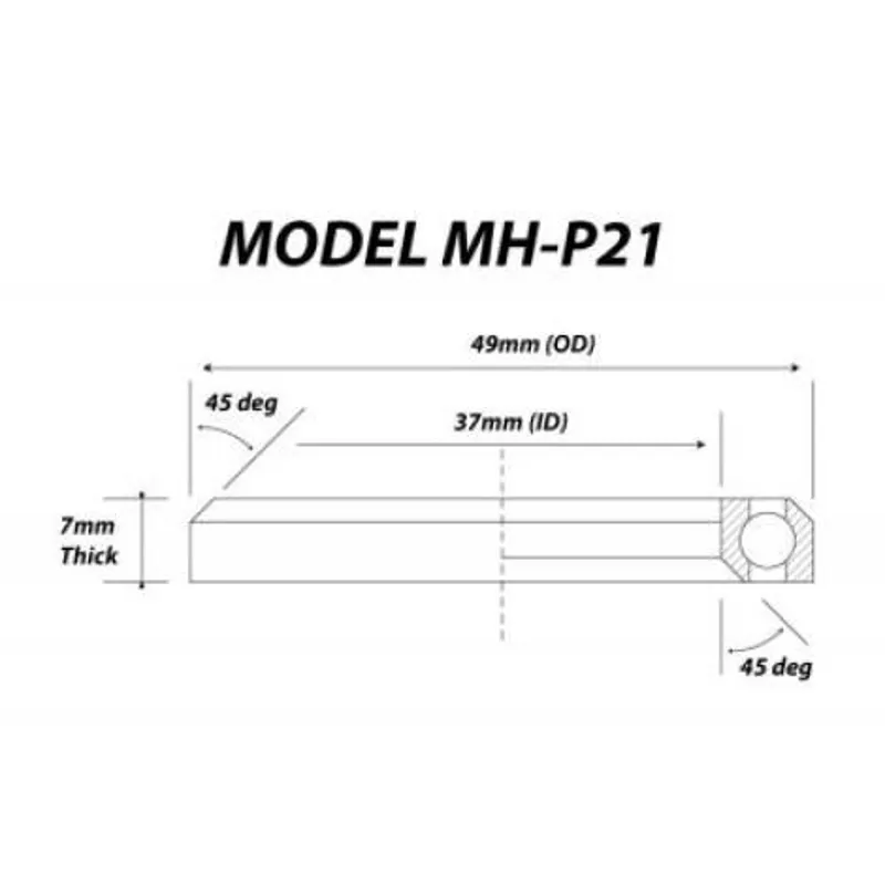 MH-P21 1 3/8 inch 49 x 37 x 7mm 45/45 Lower Headset Bearing-1