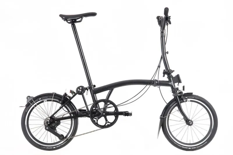 Brompton P Line Urban 4 Speed Superlight Titanium Mid Bar Midnight Black with black extremities