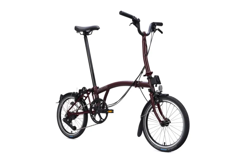 Brompton C Line 12 speed Mid Bar with advance rack in plum red-1