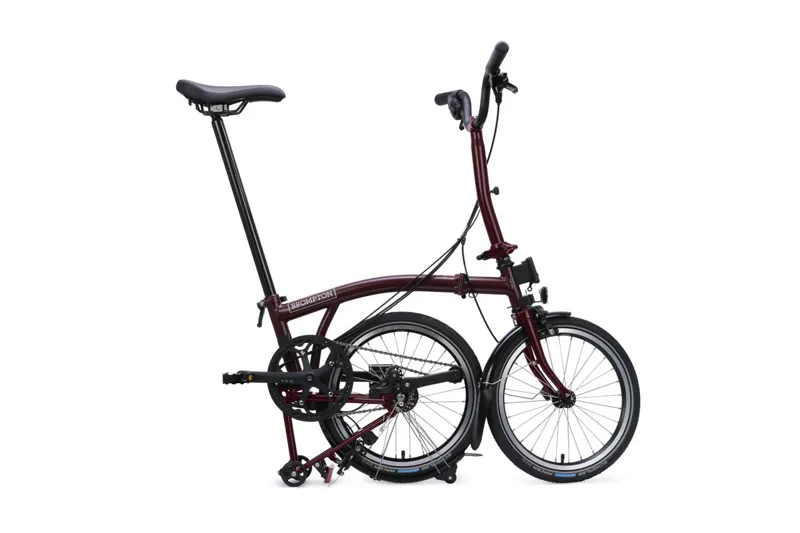 Brompton C Line 12 speed Mid Bar with advance rack in plum red-2