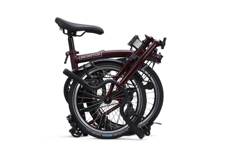 Brompton C Line 12 speed Mid Bar with advance rack in plum red-3