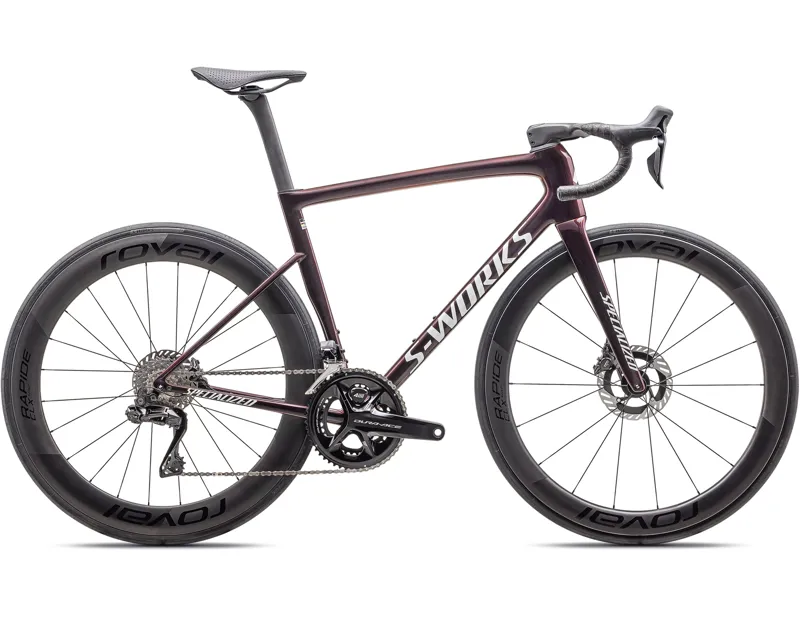 Specialized S-Works Tarmac SL8 - Shimano Dura-Ace Di2 Road Race Bike In Gloss Solidity / Red To Black Pearl / Metallic White Silver