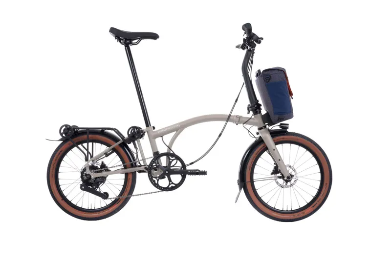 Brompton G line Electric with Roller Frame and Handlebar Control 4-speed in Taildust White 