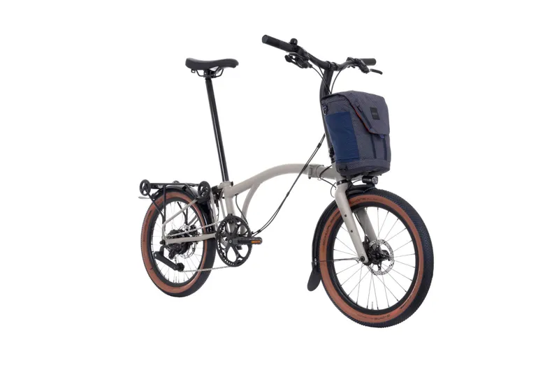 Brompton G line Electric with Roller Frame and Handlebar Control 4-speed in Taildust White -1
