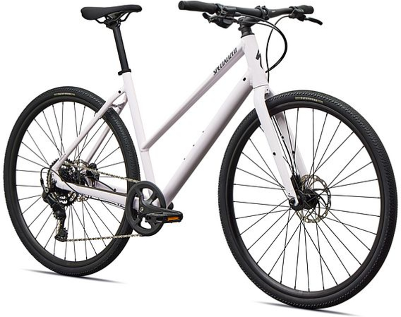 Specialized Sirrus X 2.0 Step-Through Hybrid Bike in Rose Shimmer/Obsidian Frost-1