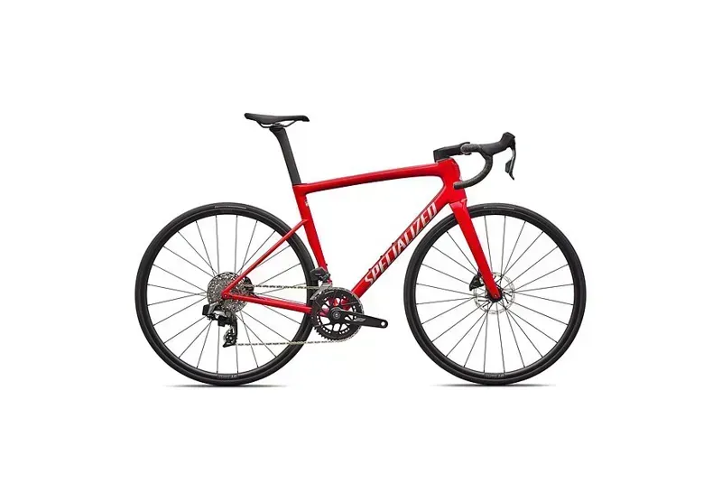 Specialized Tarmac SL8 Comp SRAM Rival AXS Road Bike in Red Tint Over Silver Dust