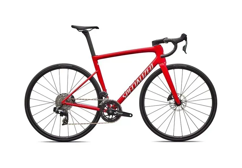 Specialized Tarmac SL8 Comp SRAM Rival AXS Road Bike in Red Tint Over Silver Dust-1