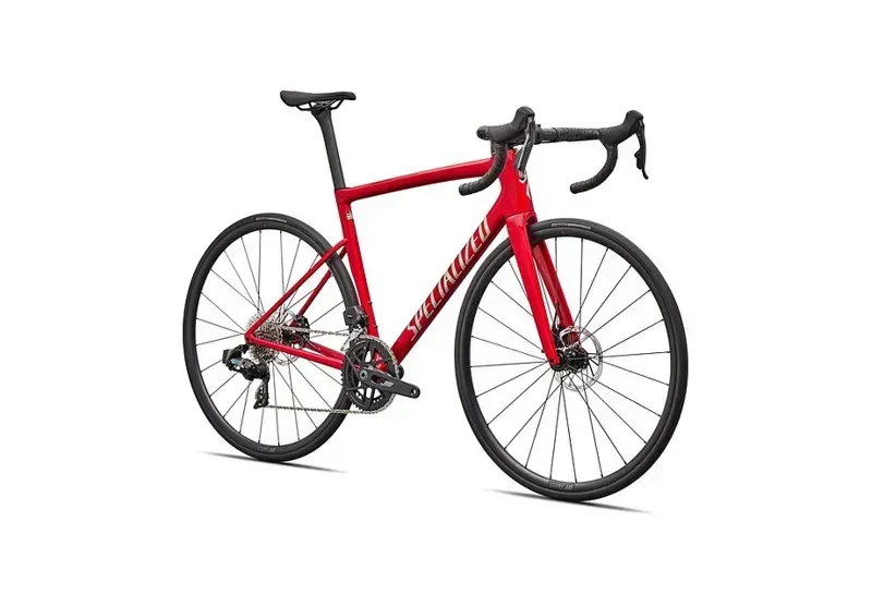 Specialized Tarmac SL8 Comp SRAM Rival AXS Road Bike in Red Tint Over Silver Dust-2