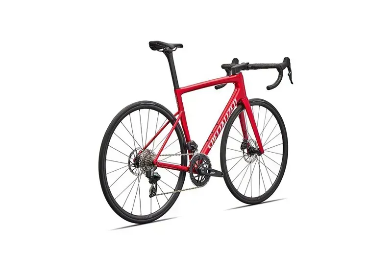 Specialized Tarmac SL8 Comp SRAM Rival AXS Road Bike in Red Tint Over Silver Dust-3